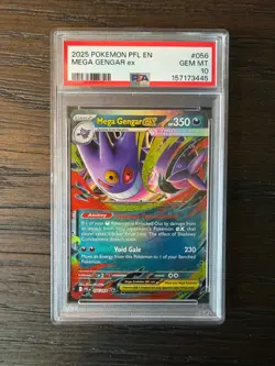 Mega Gengar ex PSA 10 English Pokemon Card 056/094 Phantasmal Flames 2025 - Image 1