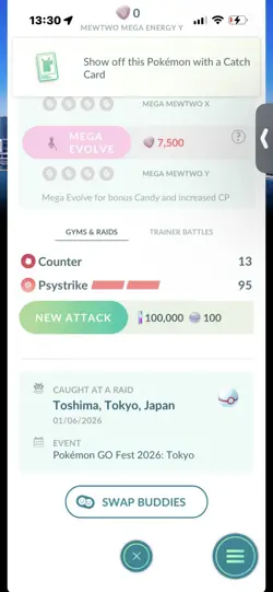 Pokemon Go Shiny Legendary Mewtwo ( Tokyo Background) ( MAX CP ) - Image 2