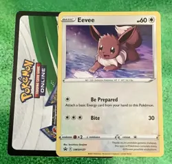 Pokemon Black Star Promo holo card Eevee SWSH127 & code card unused collectable - Image 1