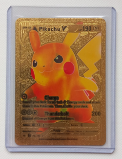 Pikachu V HP190 New Rarer Gold Metal Pokemon Card Collectible Gift Display - Image 1