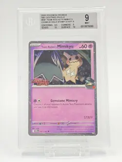 2025 POKEMON S&V DESTINED RIVALS #87 TEAM ROCKET'S MIMIKYU STAFF PROMO BGS 9 - Image 1