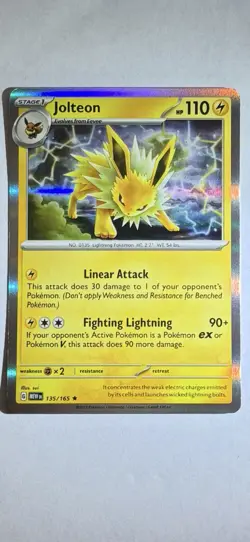 Jolteon 135/165 Scarlet & Violet 151 Rare Pokemon Holo Near Mint 135/165 - Image 1