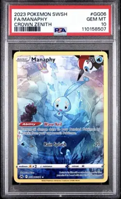 Pokemon TCG Crown Zenith Galarian Gallery Manaphy GG06/GG70 FA Holo PSA 10 - Image 1