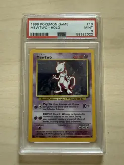 Pokemon TCG Mewtwo Base Set Holo Unlimited Rare 10/102 Vintage WOTC PSA 9 - Image 1