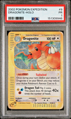 PSA 1 PR 2002 Expedition Dragonite Holo Foil 9/165 WOTC E-Reader Series Pokemon - Image 1