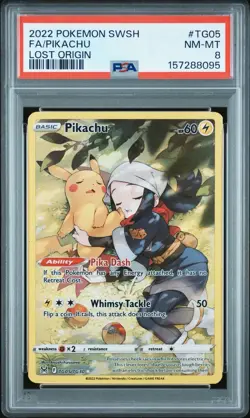 2022 Pokemon Pikachu FA TG05/TG30 Lost Origin Trainer Gallery PSA 8 NM-MT - Image 1