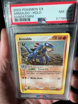 PSA 8 Pokemon TCG Armaldo EX Sandstorm 1/100 Holo Holo Rare SWIRL - Image 1
