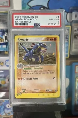PSA 8 Pokemon TCG Armaldo EX Sandstorm 1/100 Holo Holo Rare SWIRL - Image 2
