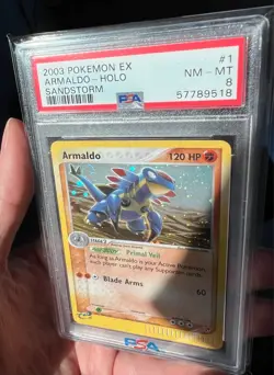 PSA 8 Pokemon TCG Armaldo EX Sandstorm 1/100 Holo Holo Rare SWIRL - Image 3