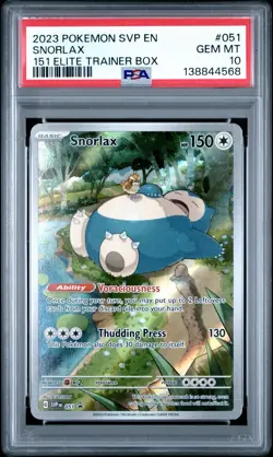 2023 POKEMON SVP EN-SV BLACK STAR PROMO 151 ELITE TRAINER BOX SNORLAX GEM PSA 10 - Image 1