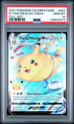 2021 POKEMON CELEBRATIONS #007 FULL ART FLYING PIKACHU VMAX 007/025 GEM PSA 10 - Image 1