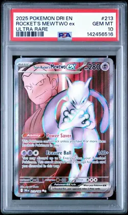 2025 POKEMON DRI EN-DESTINED RIVALS ULTRA RARE TEAM ROCKET'S MEWTWO EX PSA 10 - Image 1