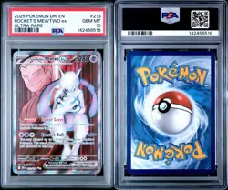 2025 POKEMON DRI EN-DESTINED RIVALS ULTRA RARE TEAM ROCKET'S MEWTWO EX PSA 10 - Image 3
