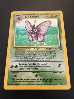 Pokemon TCG Venomoth – Jungle Set 13/64 – Holo Rare – HP - Image 2