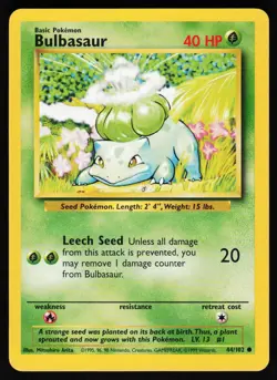 Bulbasaur 44 102 C Base Set Unlimited Pokemon Lightly Played - Image 1