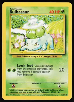 Bulbasaur 44 102 C Base Set Unlimited Pokemon Lightly Played - Image 1