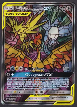 Pokemon Moltres & Zapdos & Articuno GX SM210 Full Art Black Star Promo - Image 1