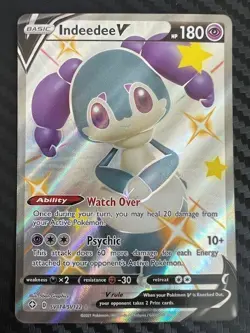 Pokemon TCG Indeedee V Shining Fates SV114/SV122 Shiny Rare V Holo VLP - Image 1