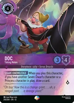 Doc - Taking Notes (Epic) 210/204 Wilds Unknown Disney Lorcana NM - Image 1