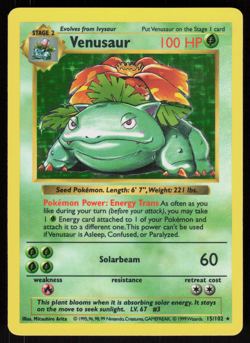 Pokemon Venusaur 15/102 Base Set Shadowless Holo Rare Lightly Played - Image 1