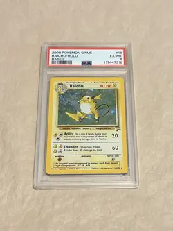 PSA 6 Raichu Holo Base 2 Set #16 Pokemon TCG 2000 - Image 1