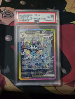 POKEMON PRISMATIC EVOLUTIONS SPECIAL ILLUSTRATION RARE VAPOREON EX PSA 8 #149 - Image 1