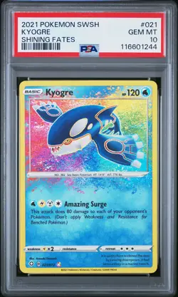 2021 POKEMON SWORD & SHIELD SHINING FATES #021 KYOGRE PSA 10 - Image 1