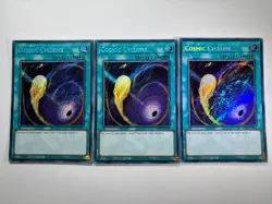 3 x Cosmic Cyclone RA02-EN061 Secret Rare 1st Edition YuGiOh Playset NM - Image 1