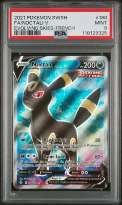 Carte Pokemon Noctali V 188/203 PSA 9 Evolution Celeste Epee Et Bouclier FR - Image 1