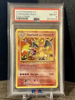 2016 Pokemon XY Charizard holo evolutions PSA 8 - Image 1