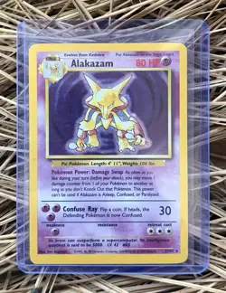 Pokemon TCG Alakazam Base Set Holo Card 1/102 Unlimited MP - Image 1
