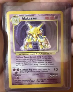 Pokemon TCG Alakazam Base Set Holo Card 1/102 Unlimited MP - Image 3