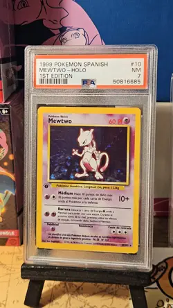 1999 Pokemon SPANISH 1st Edition Base Set Mewtwo 10/102 PSA 7 - Image 1