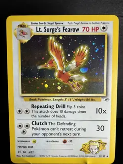 2000 Pokemon Gym Heroes Lt. Surge's Fearow 7/132 Holo Rare NM - Image 1