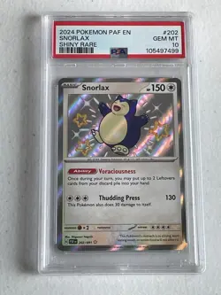 GEM MINT SHINY RARE Snorlax HOLO! PSA 10! 2024 Pokemon Paldean Fates #202/091 - Image 1