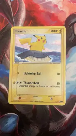 Pokemon Pikachu holo 12/17 50 HP Basic Lightning Nintendo English TCG Card 2007 - Image 1