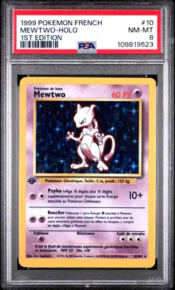 Carte Pokemon Mewtwo 10/102 Holo Set de base Edition 1 PSA 8 ✨ - Image 2