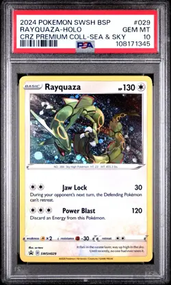 PSA 10 RAYQUAZA SWSH029 2024 BLACK STAR PROMO Cosmos HOLO POKEMON - Image 1