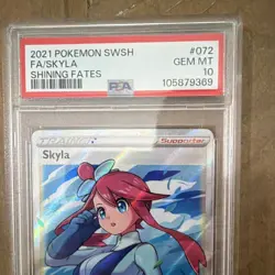 Pokemon Skyla 072/072 Shining Fates Ultra Rare Full Art Holo English PSA 10 - Image 2