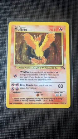 Moltres 12/62 Unlimited Holo Fossil Pokemon DMG - Image 3