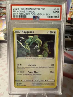 PSA 9 💫Swirl💫2024 Pokemon SWSH029 Sea & Sky Rayquaza Black Star Promo Holo - Image 1