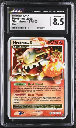 CGC 8.5 NM/MINT+ Heatran LV.X 97/100 Stormfront Holo Pokemon Card - Image 1