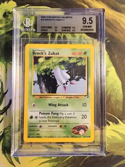 Pokemon TCG Brock's Zubat Gym Heroes 74/132 Unlimited Common BGS 9.5 Pop 2 - Image 1