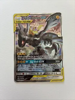 Pikachu & Zekrom GX SM168 Pokemon Sun & Moon Tag Team Alt Art Promo LP/NM - Image 1