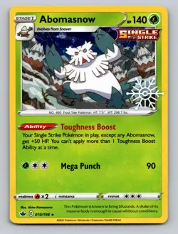 Abomasnow 010/198 Rare Cosmos Holo Snowflake Promo Chilling Reign Pokemon NM - Image 1
