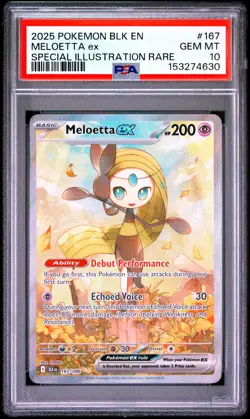 2025 POKEMON BLK EN-BLACK BOLT SPECIAL ILLUSTRATION RARE #167 MELOETTA EX PSA 10 - Image 1