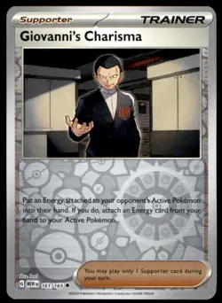 Giovanni's Charisma 161/165 Uncommon 151 Pokemon Reverse Holo Near Mint - Image 1