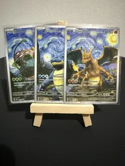 Van Gogh Charizard Blastoise Venusaur Starry Night Pokemon Card TCG DISPLAY CARD - Image 1