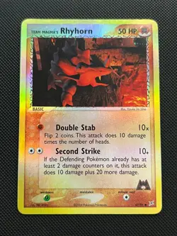 Team Magma's Rhyhorn 67/95 Team Magma vs Team Aqua Pokemon Reverse Holo MP - Image 1