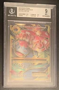 Pokemon 2016 XY Evolutions Full Art M VENUSAUR EX #100 Beckett 9 Mint RARE - Image 1